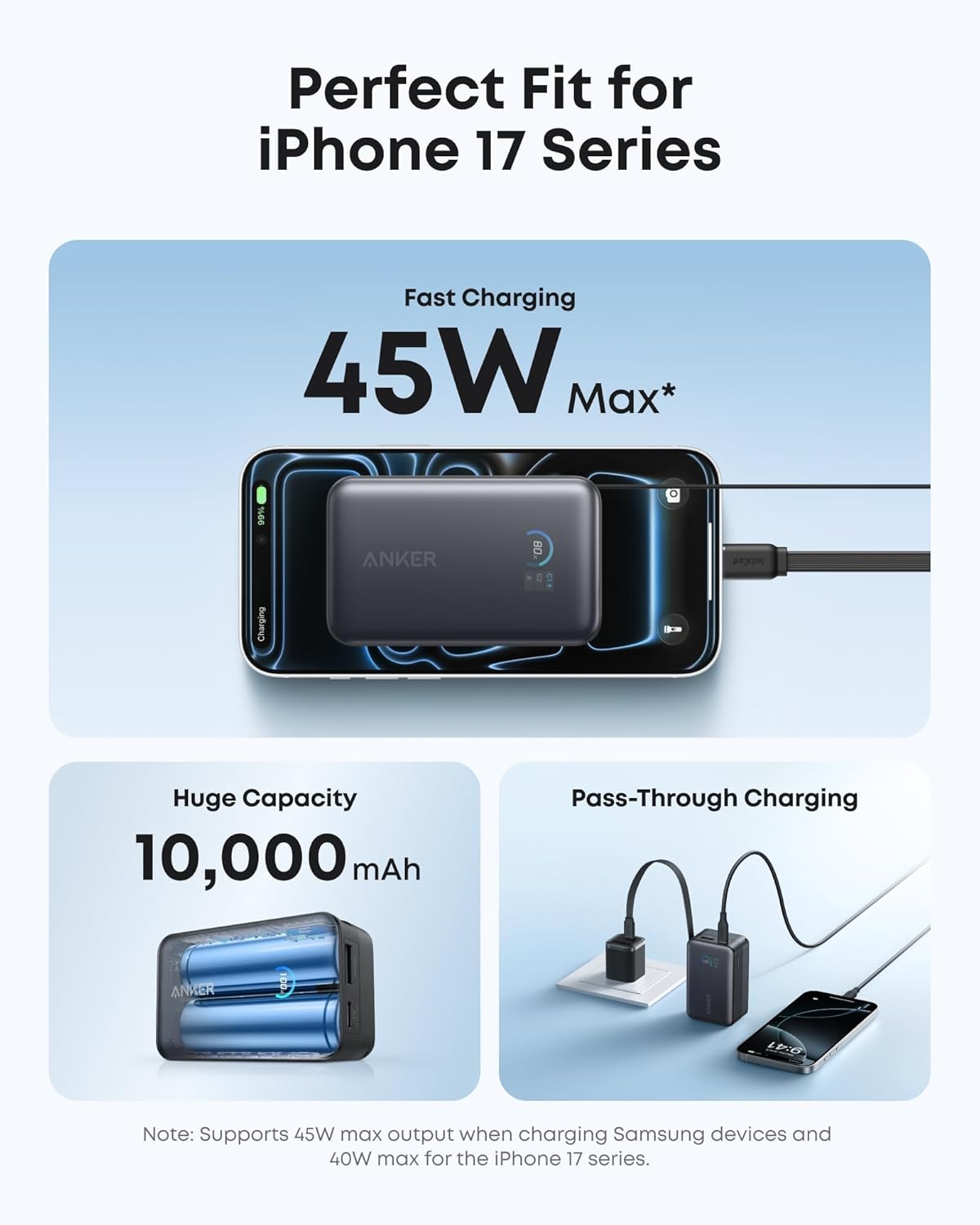 Anker | Nano Power Bank | 10K, 45W, Built-In Retractable USB-C Cable