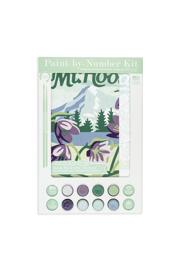 Elle Crée Mt. Hood with Fritillaria Paint-by-Number Kit, 8x10, kit packaging