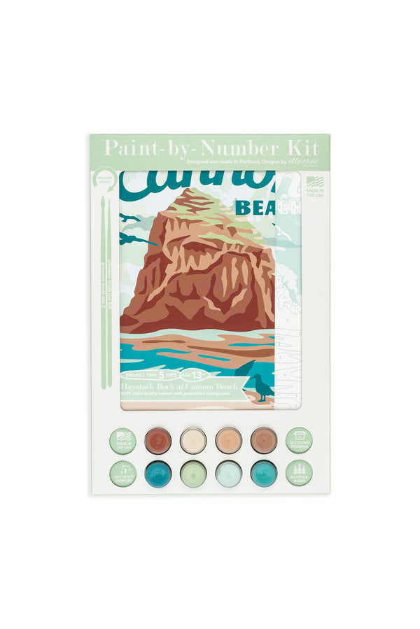 Elle Crée Haystack Rock at Cannon Beach Paint-by-Number Kit, 8x10, kit packaging