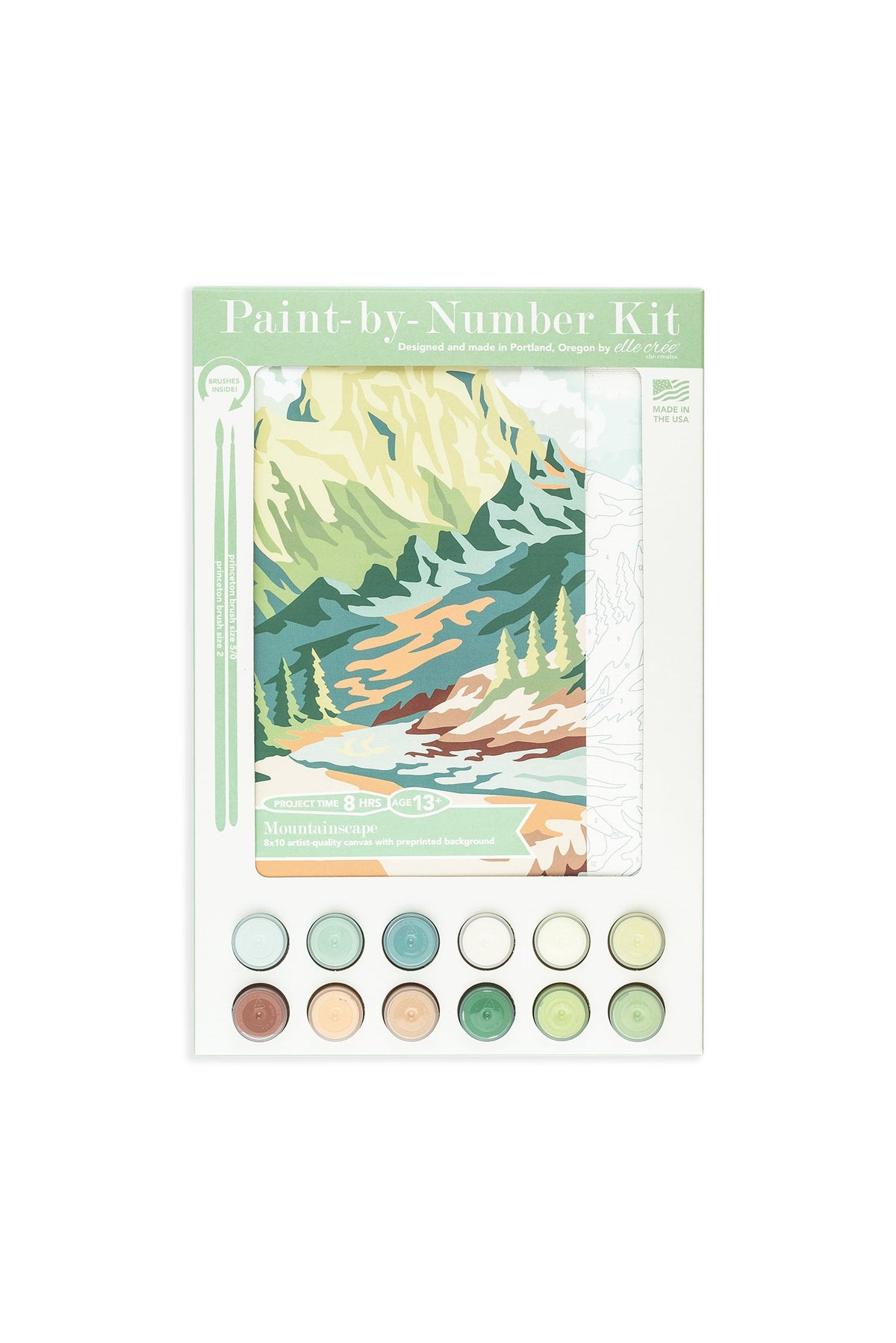 Elle Crée Mountainscape Paint-by-Number Kit, 8x10, kit packaging