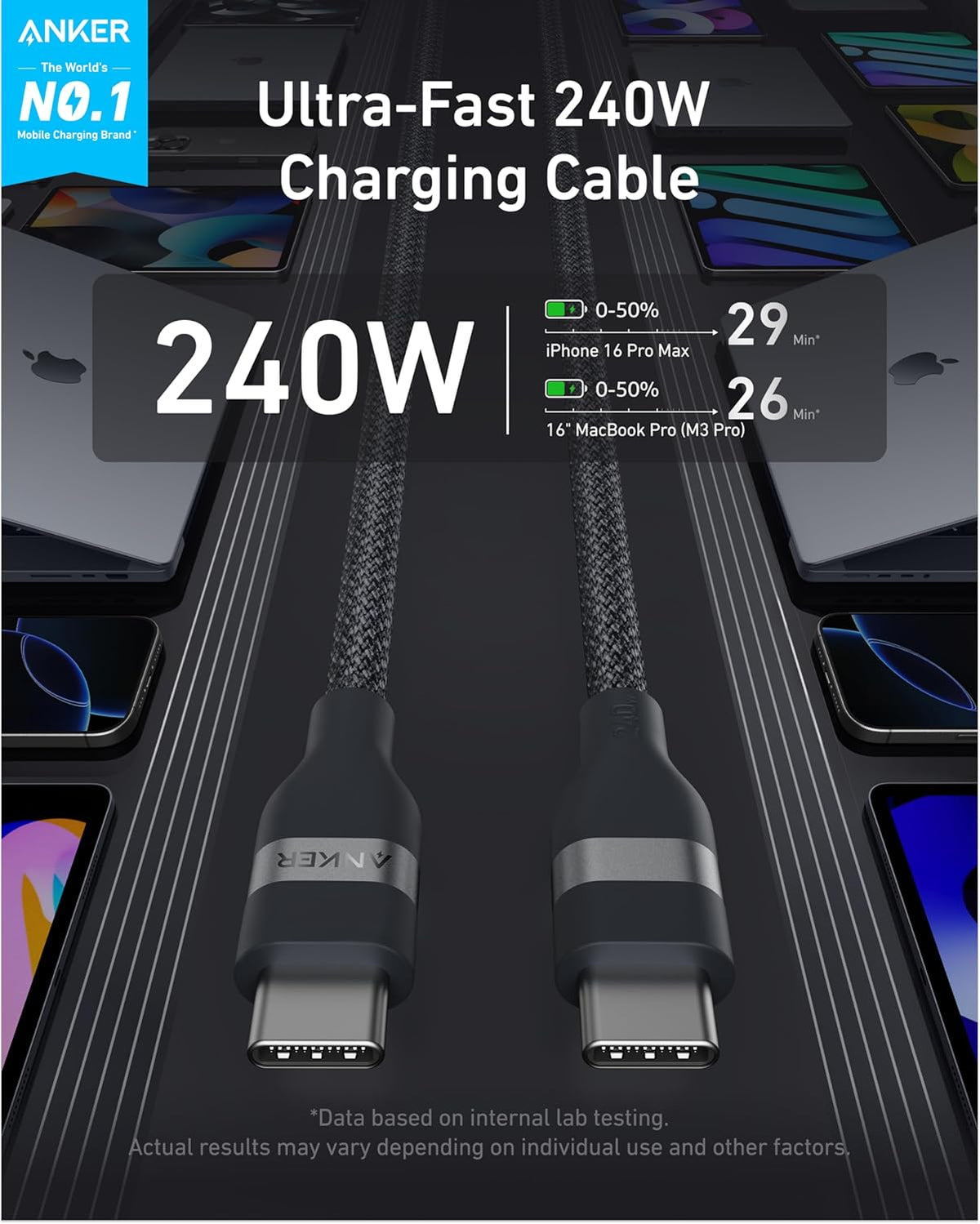 Anker | Laptop Power Bank | 25K, 165W, Built-In and Retractable Cables