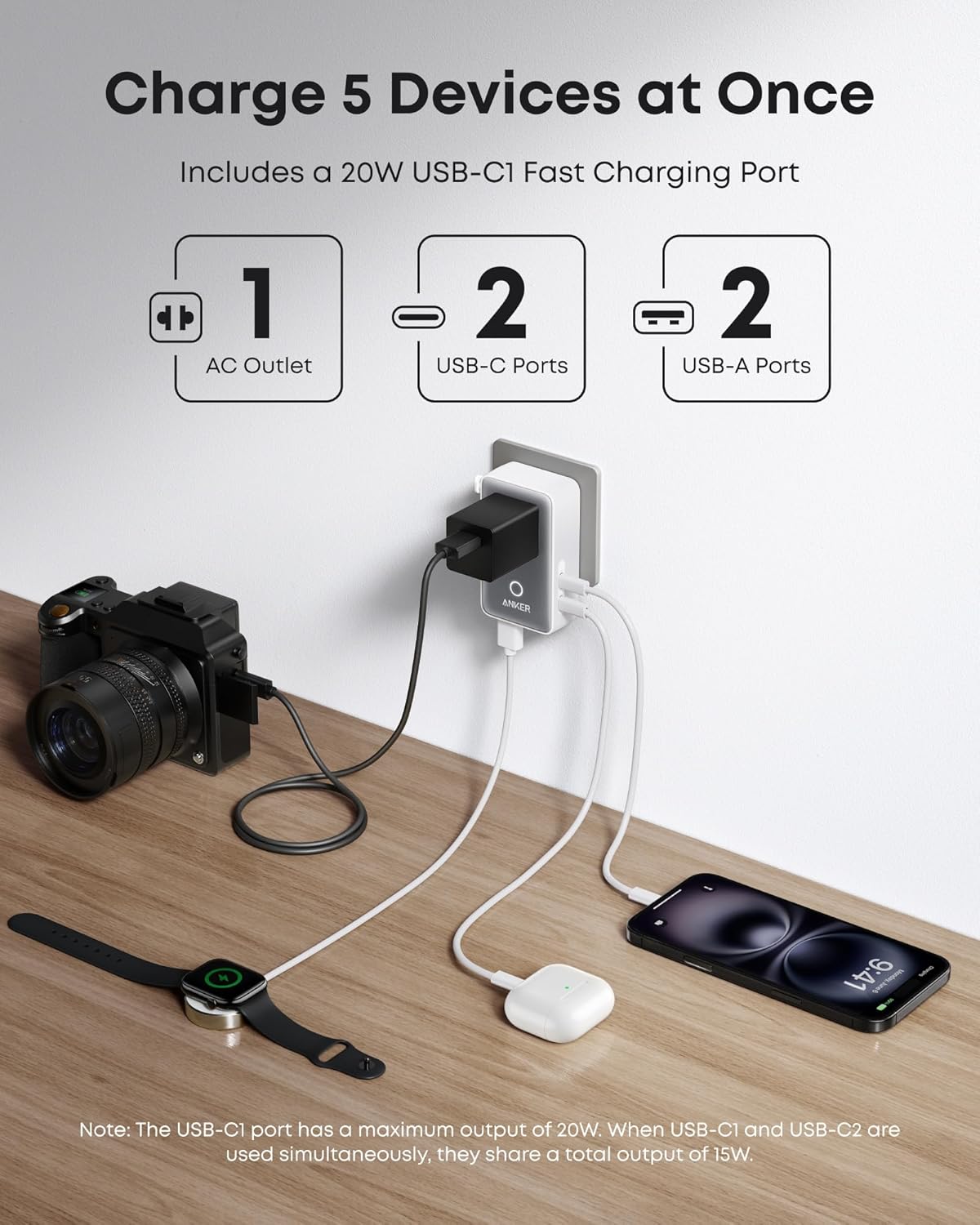 Anker | Nano Travel Adapter | 5-in-1, 20W, 1-Pack