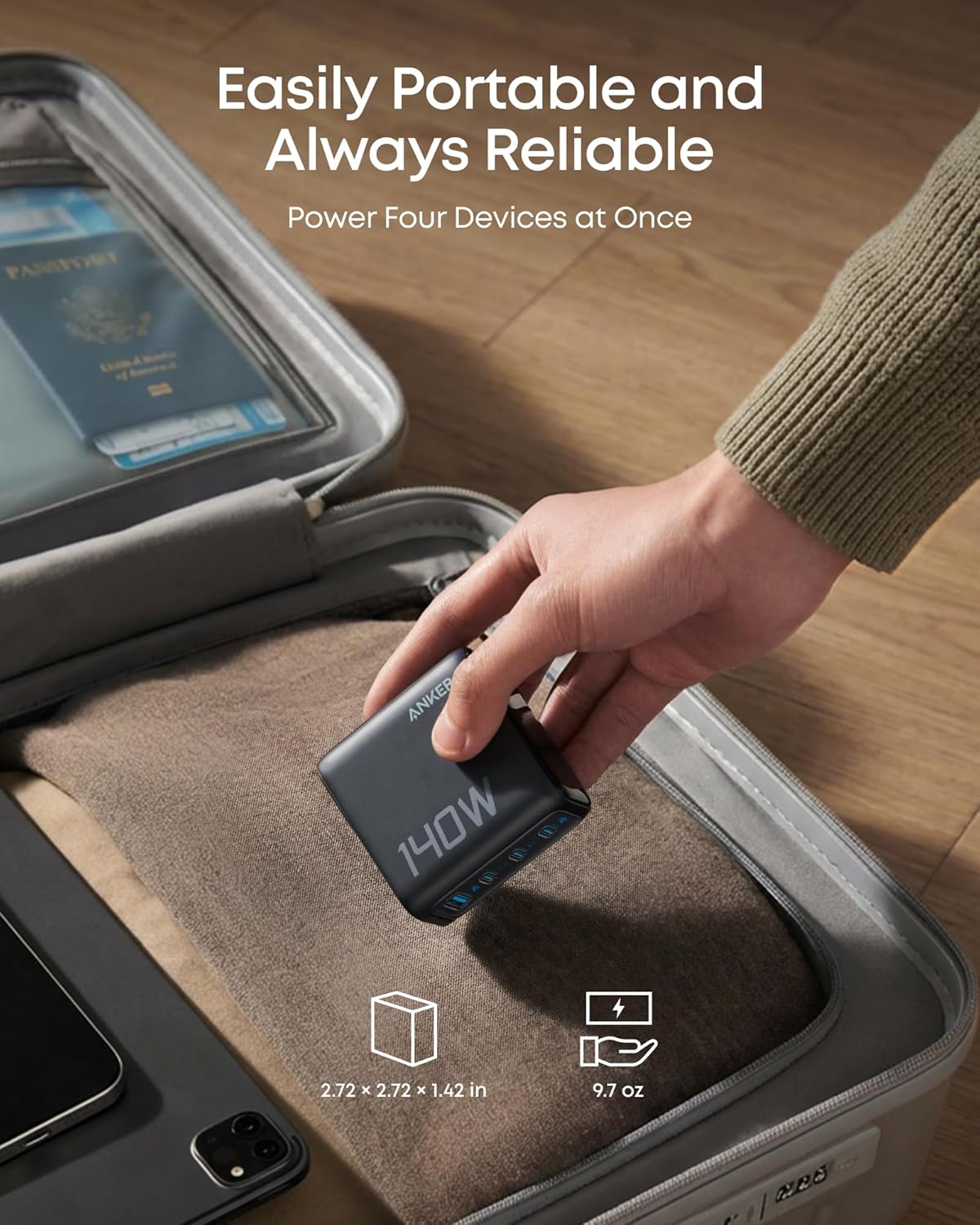 Anker | Laptop Power Bank | 25K, 165W, Built-In and Retractable Cables
