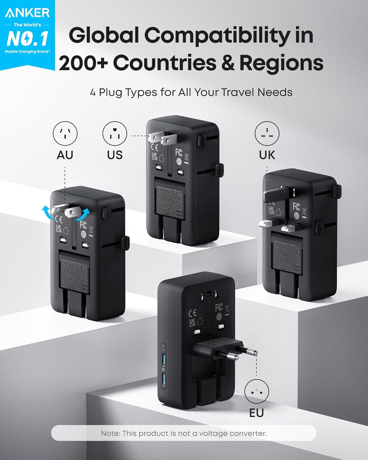 Anker | Nano Travel Adapter | 5-in-1, 20W, 1-Pack