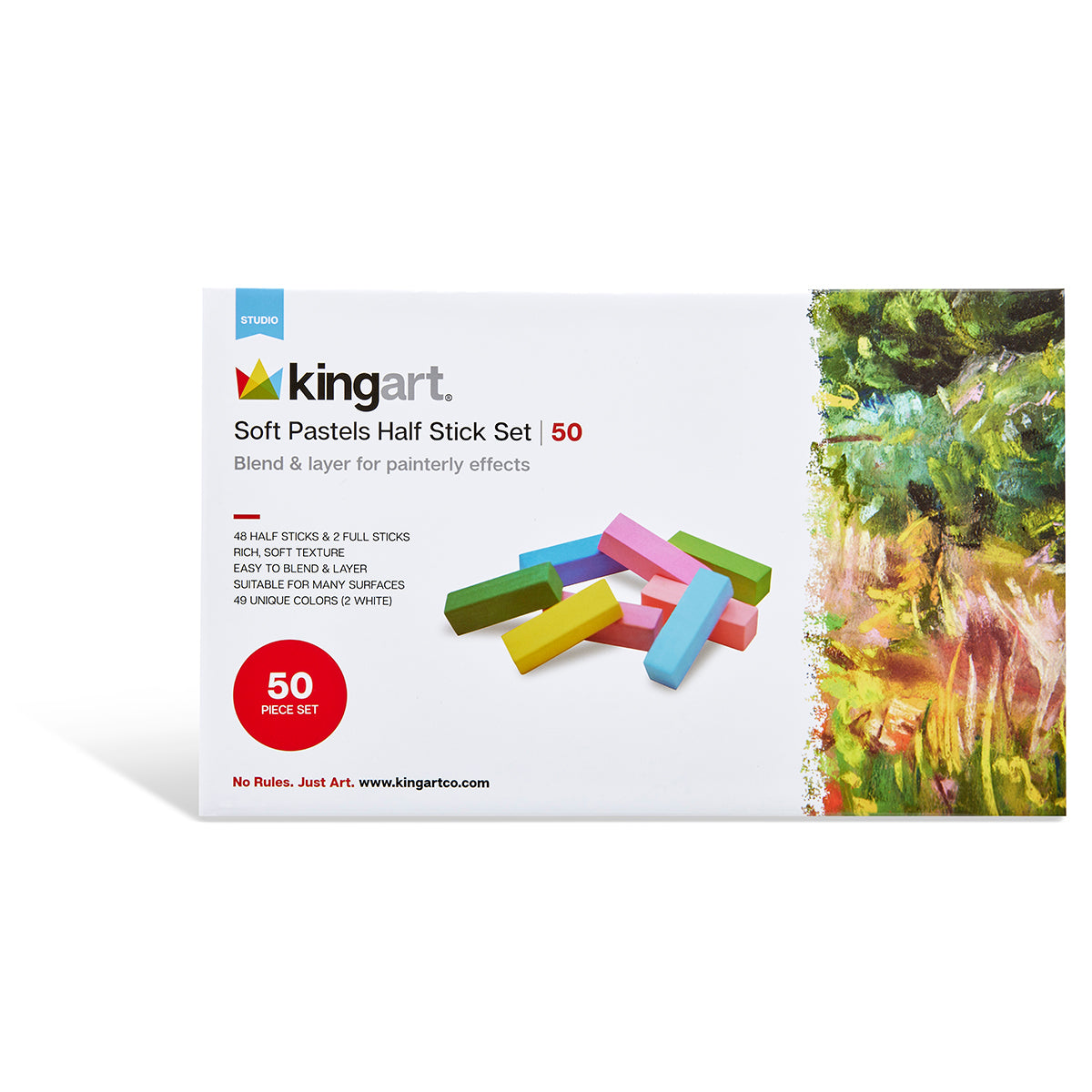 KINGART Soft Pastels Half Sticks, 50 Pieces, view 6 of 7