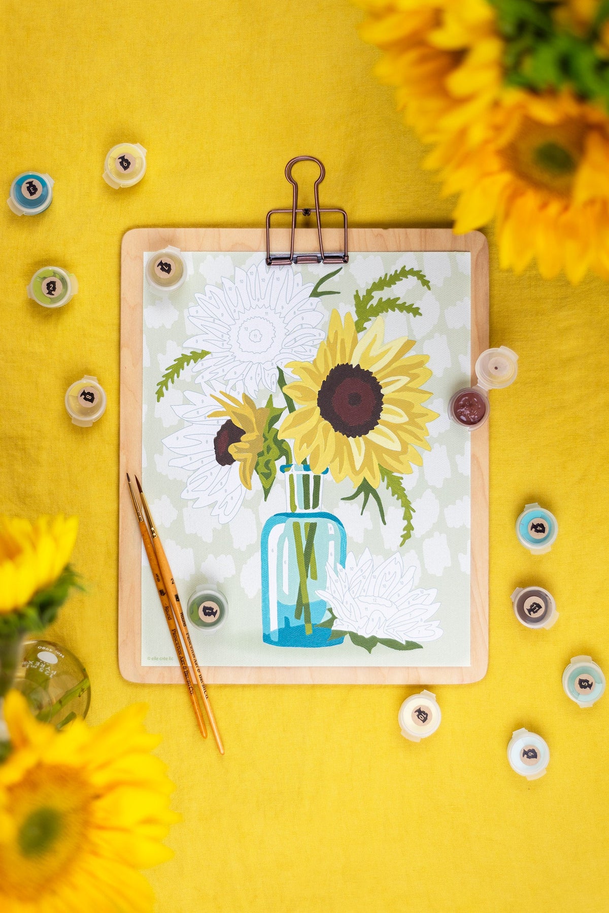 Elle Crée Sunflowers in Vase (yellow) Paint-by-Number Kit, 8x10, styled at home