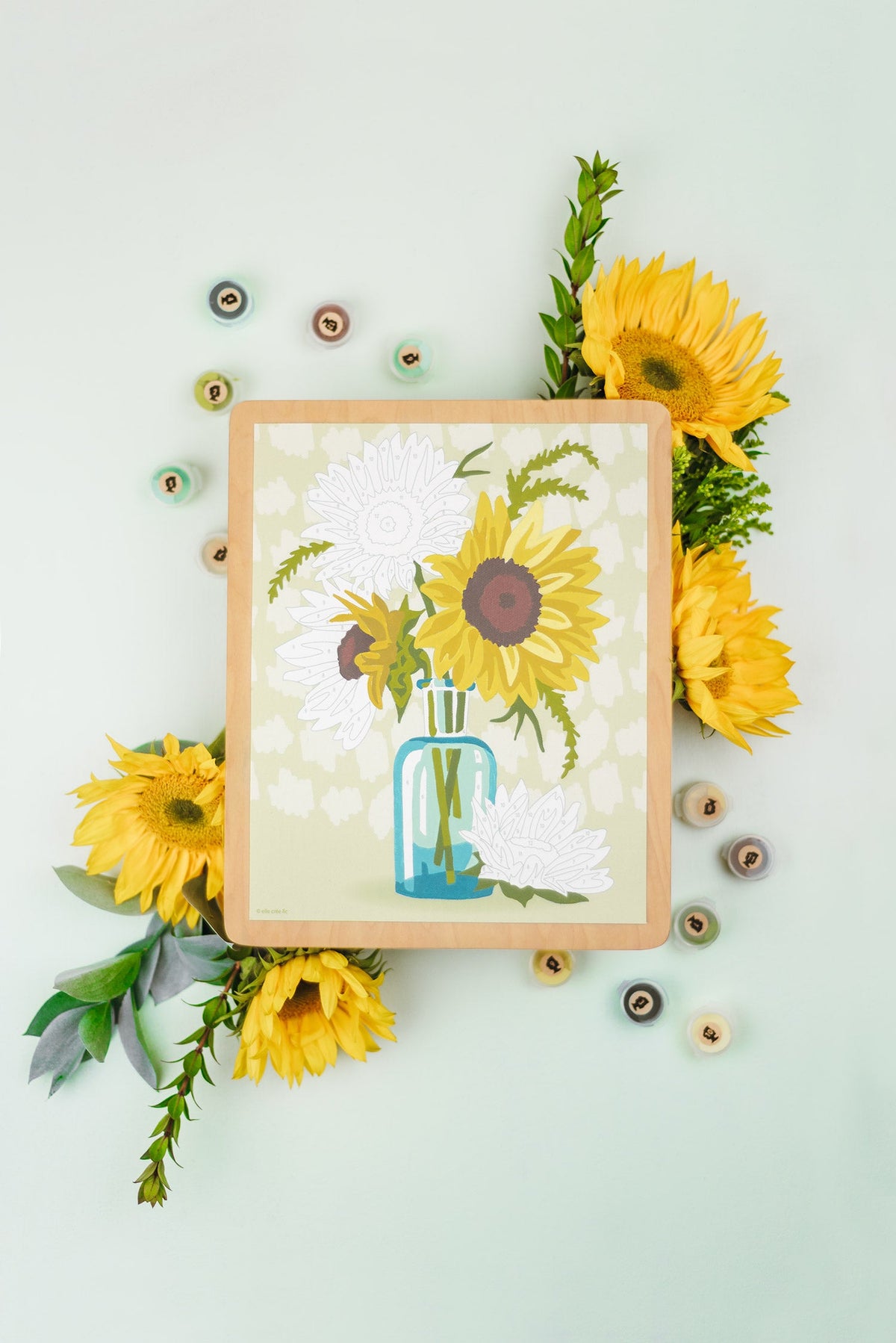 Elle Crée Sunflowers in Vase (yellow) Paint-by-Number Kit, 8x10, styled at home