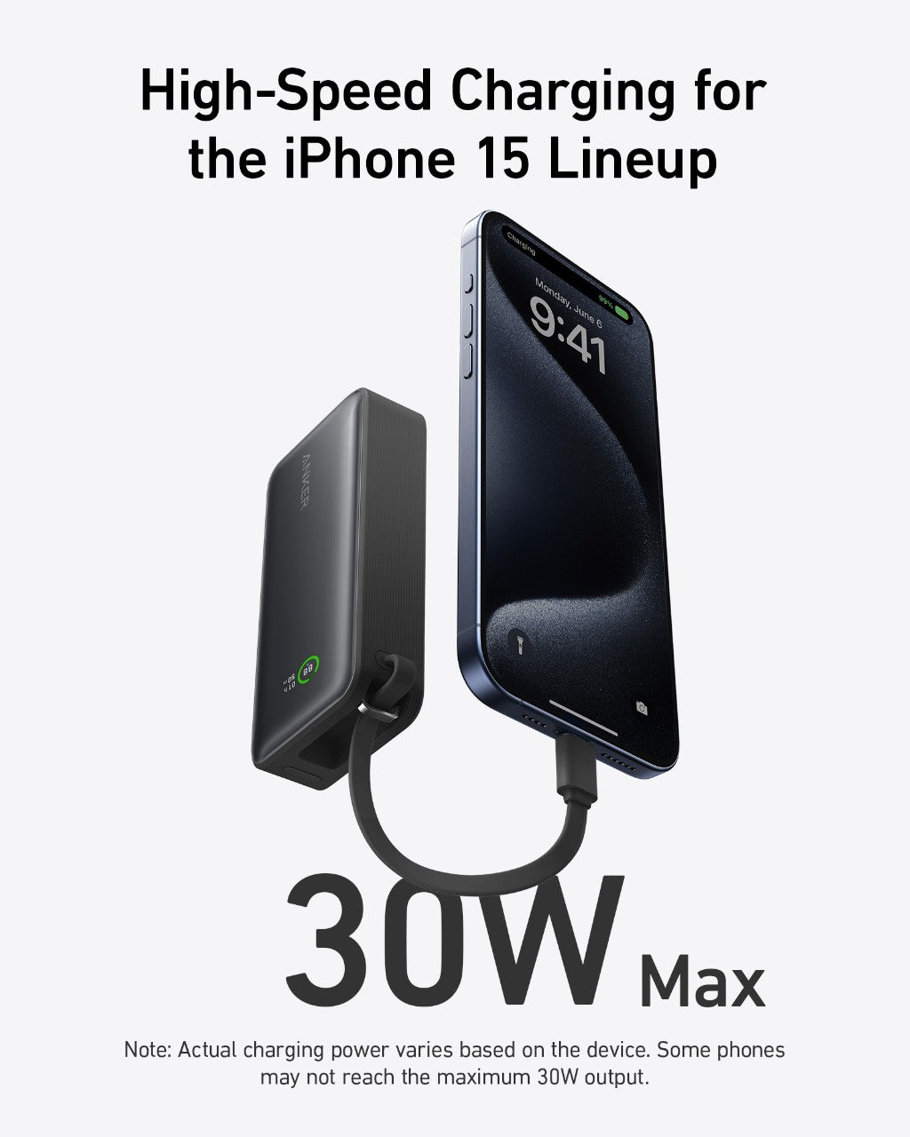 Anker | Nano Power Bank | 30W, Built-In USB-C Cable