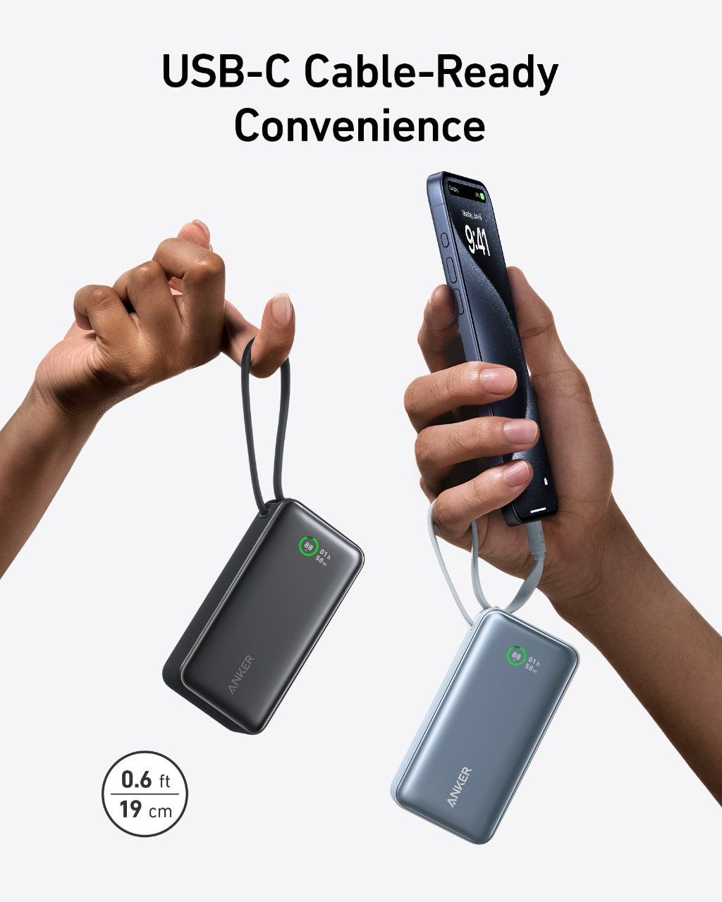 Anker | Nano Power Bank | 30W, Built-In USB-C Cable