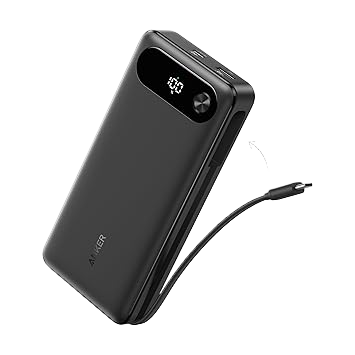 Anker Power Bank, 20K, 87W, Built-In USB-C Cable
