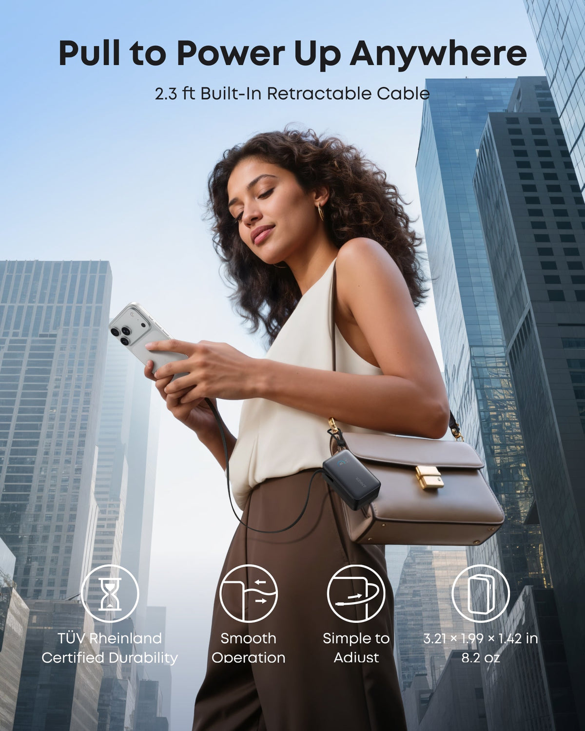 Anker | Nano Power Bank | 10K, 45W, Built-In Retractable USB-C Cable