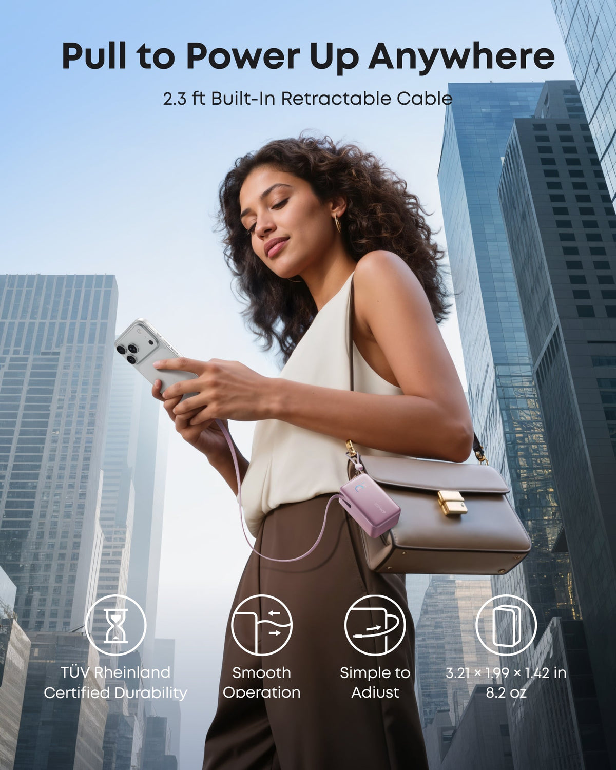 Anker | Nano Power Bank | 10K, 45W, Built-In Retractable USB-C Cable