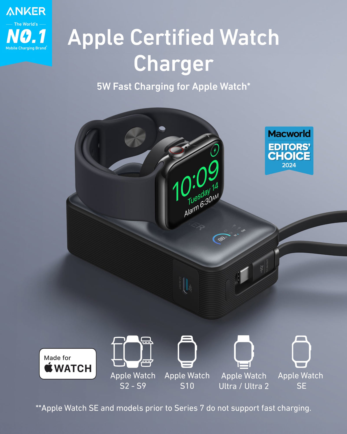 Anker | MagGo Power Bank | 10K, 35W, For Apple Watch