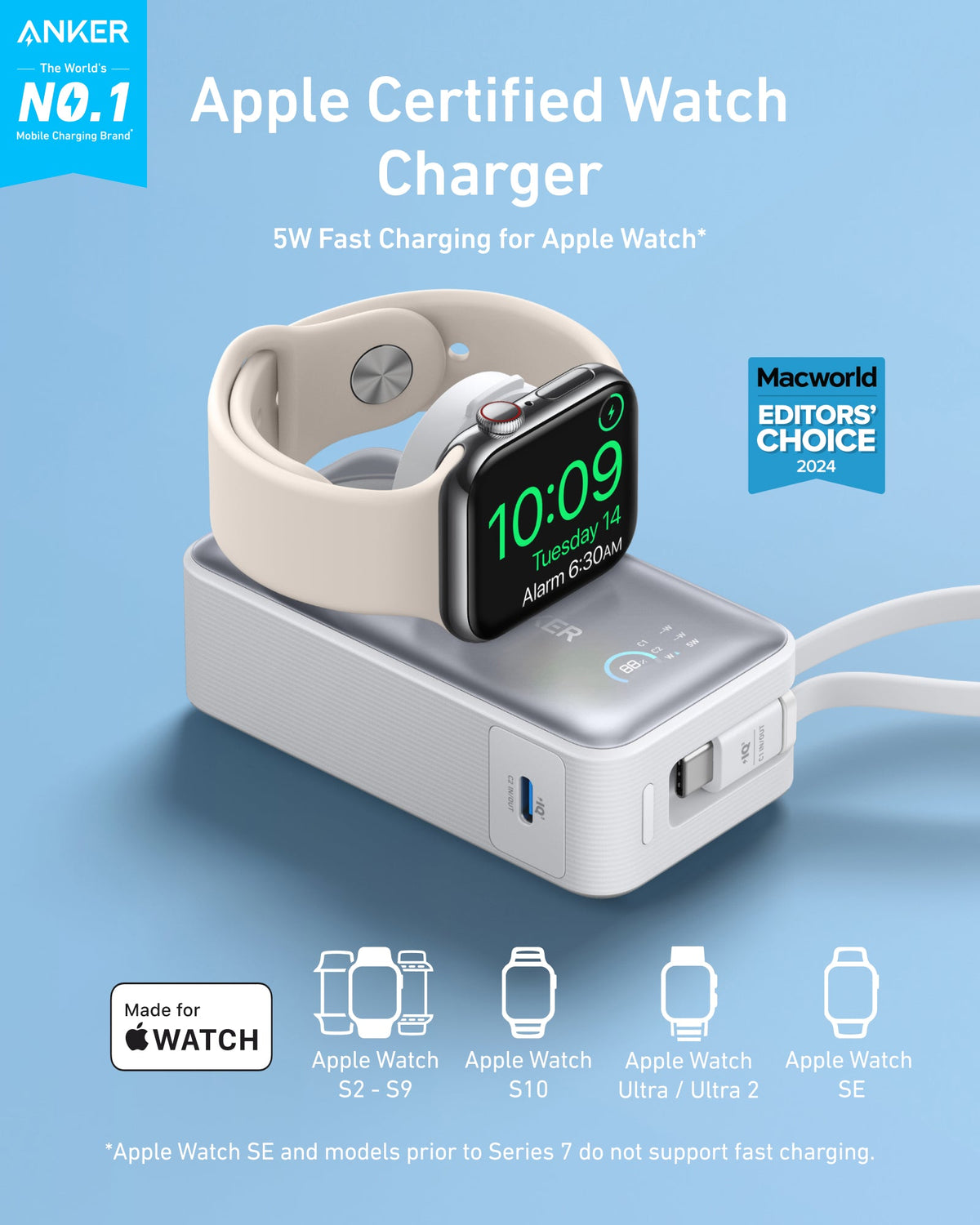 Anker | MagGo Power Bank | 10K, 35W, For Apple Watch