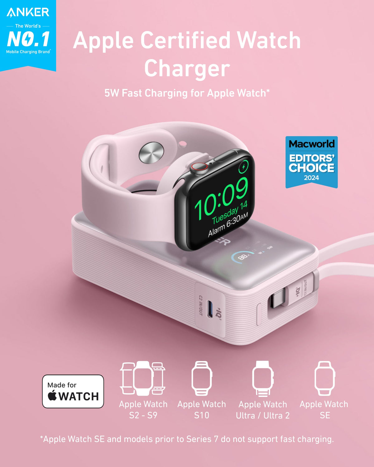 Anker | MagGo Power Bank | 10K, 35W, For Apple Watch