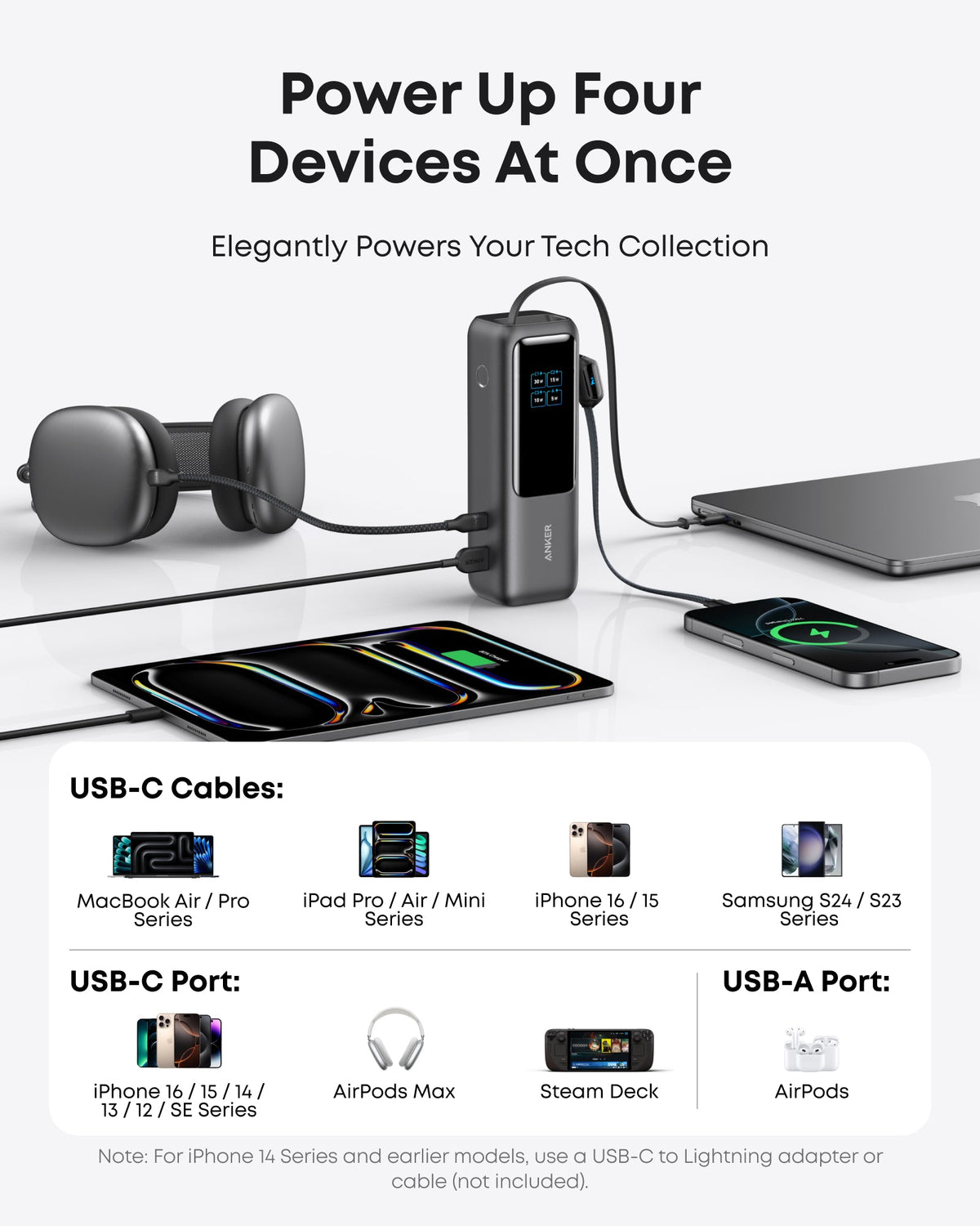 Anker | Laptop Power Bank | 25K, 165W, Built-In and Retractable Cables