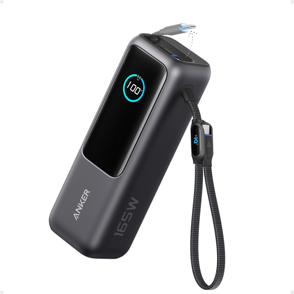 Anker Laptop Power Bank, 25K, 165W, Built-In and Retractable Cables