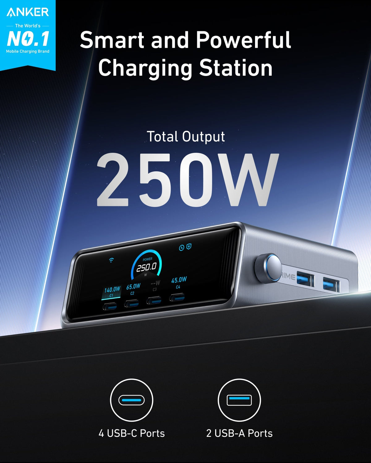Anker | Prime Charger | 250W, 6 Ports, GaNPrime