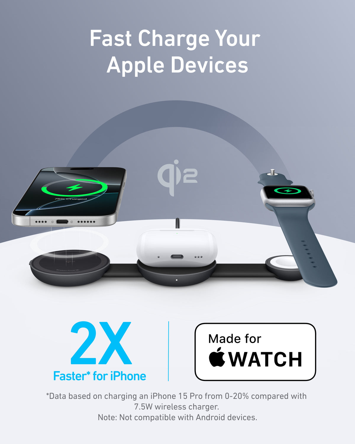 Anker | MagGo Wireless Charging Station | 3-in-1, Foldable Pad
