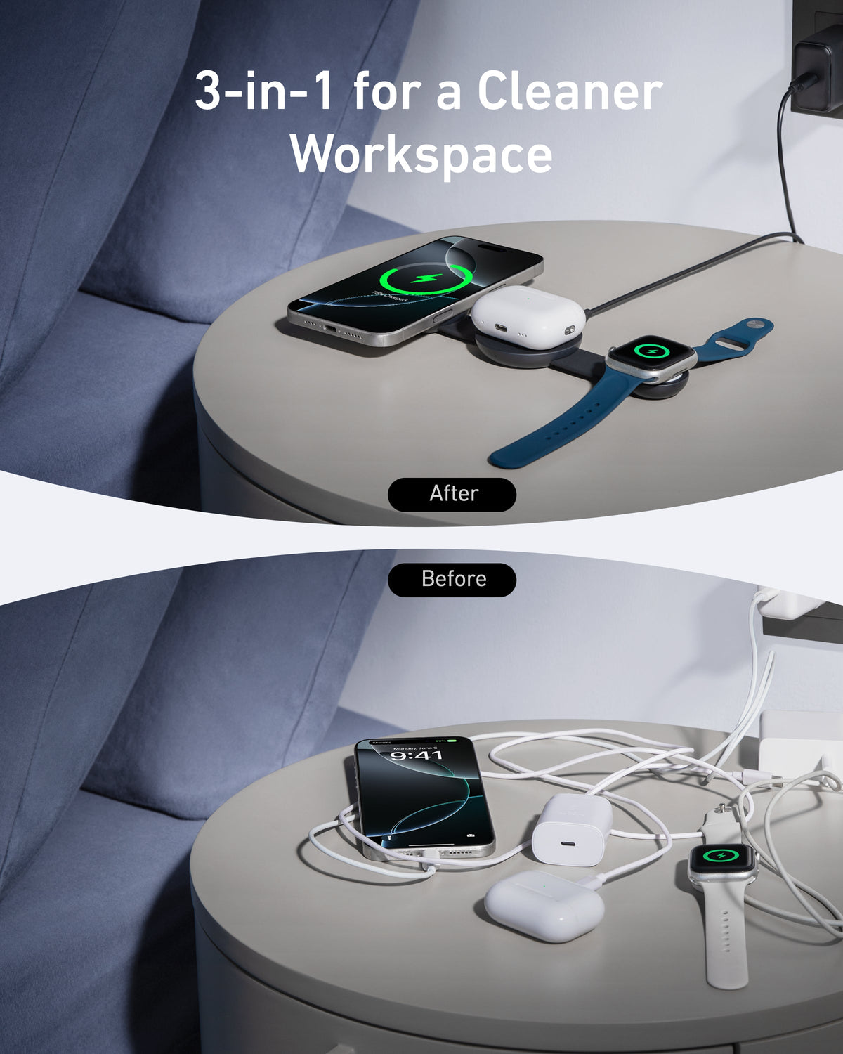 Anker | MagGo Wireless Charging Station | 3-in-1, Foldable Pad