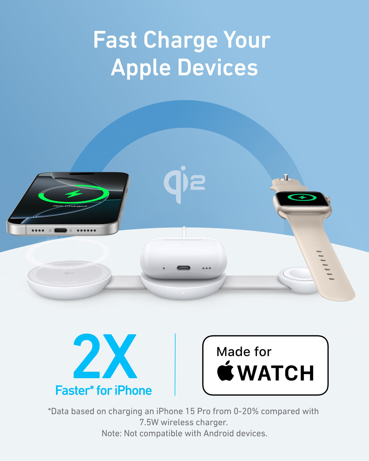 Anker | MagGo Wireless Charging Station | 3-in-1, Foldable Pad