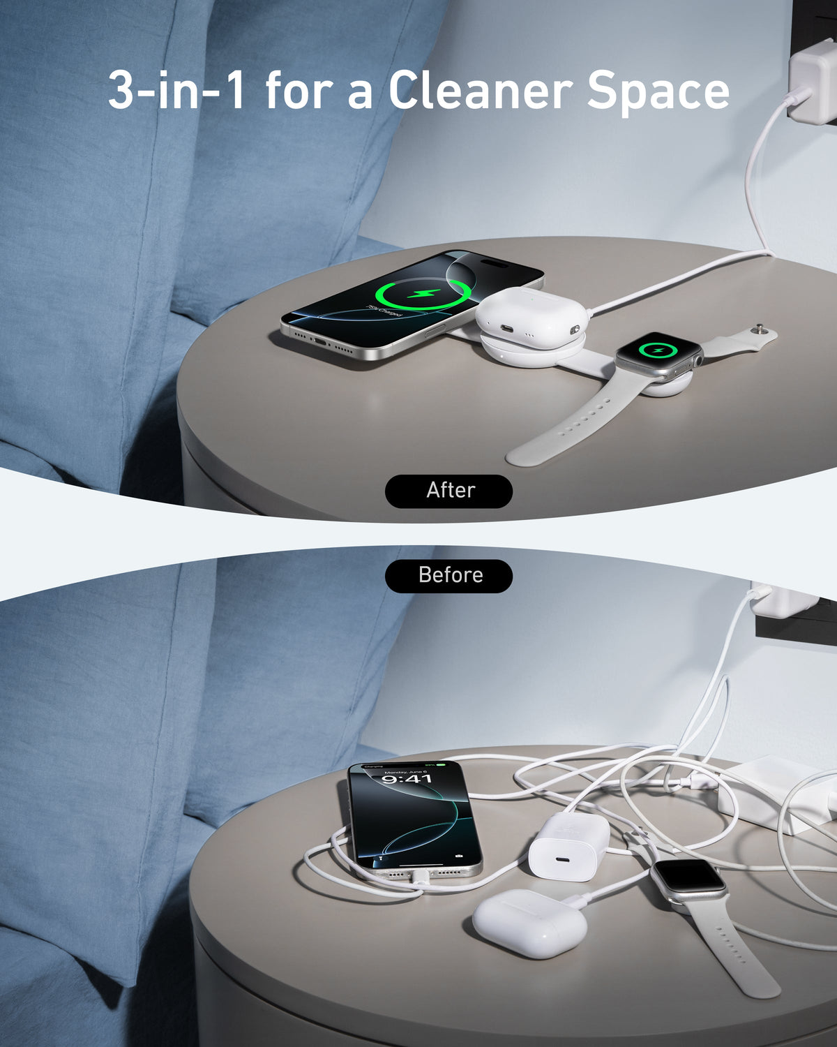 Anker | MagGo Wireless Charging Station | 3-in-1, Foldable Pad