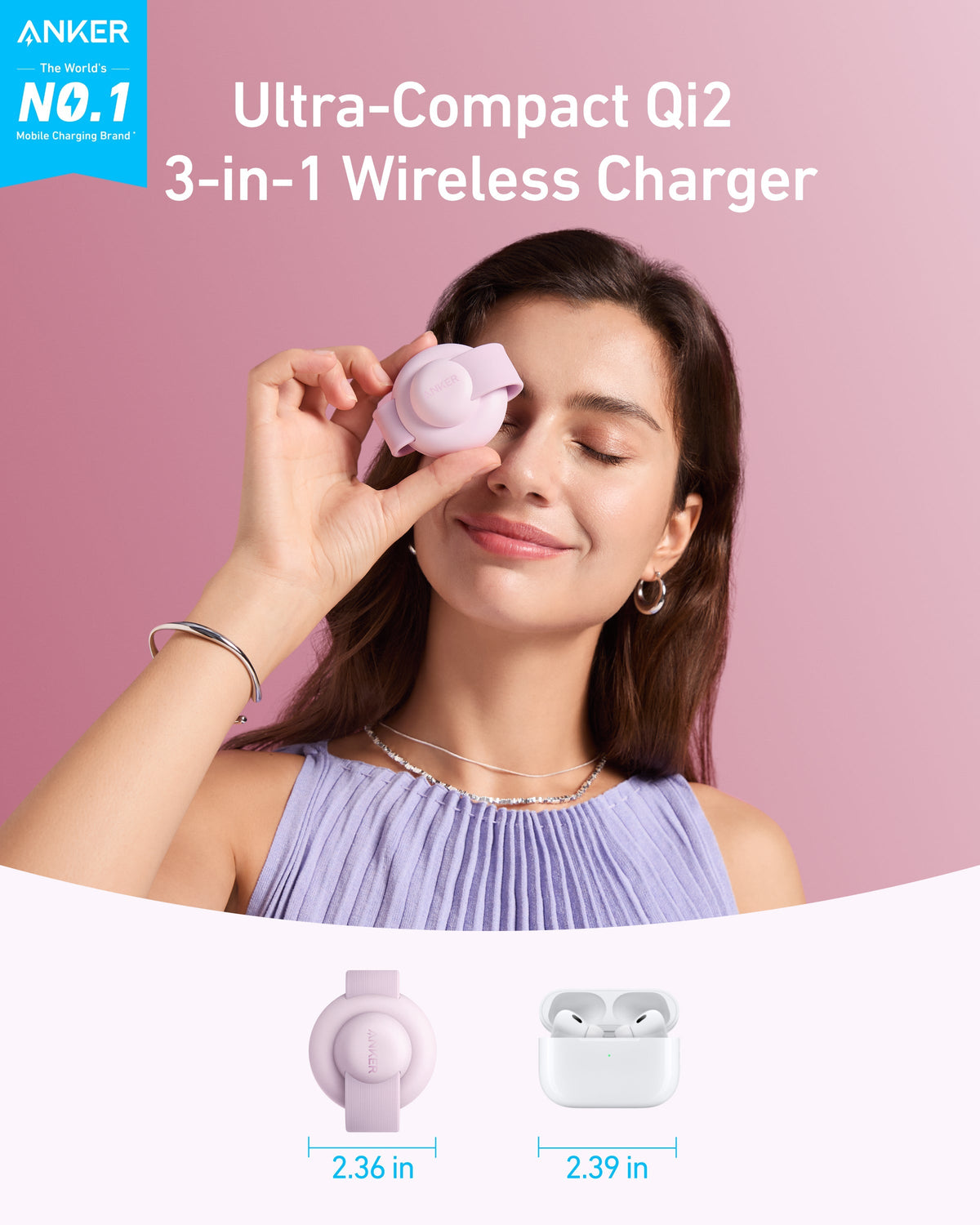 Anker | MagGo Wireless Charging Station | 3-in-1, Foldable Pad