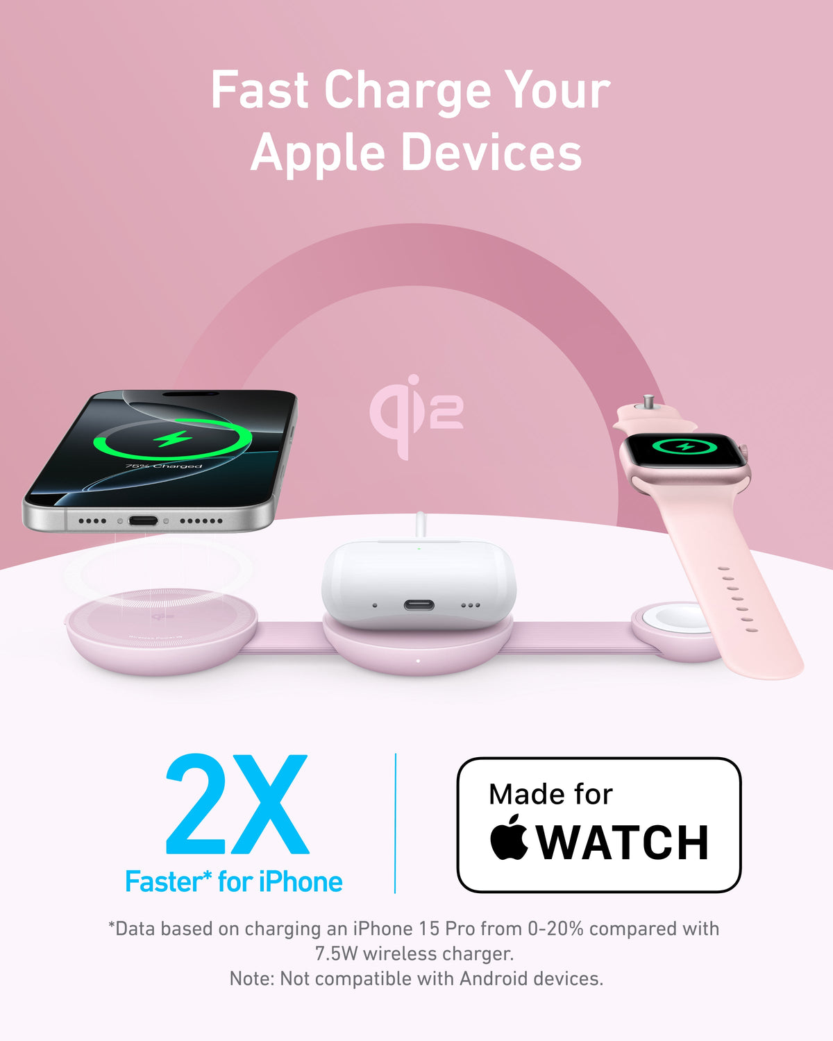 Anker | MagGo Wireless Charging Station | 3-in-1, Foldable Pad