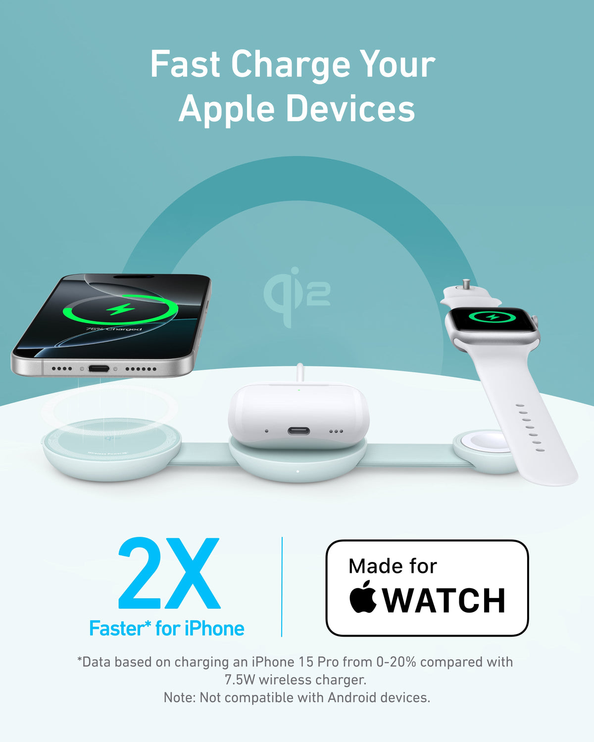 Anker | MagGo Wireless Charging Station | 3-in-1, Foldable Pad