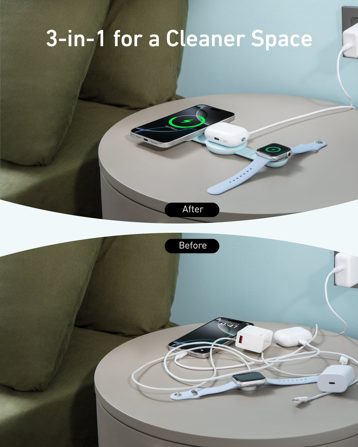 Anker | MagGo Wireless Charging Station | 3-in-1, Foldable Pad