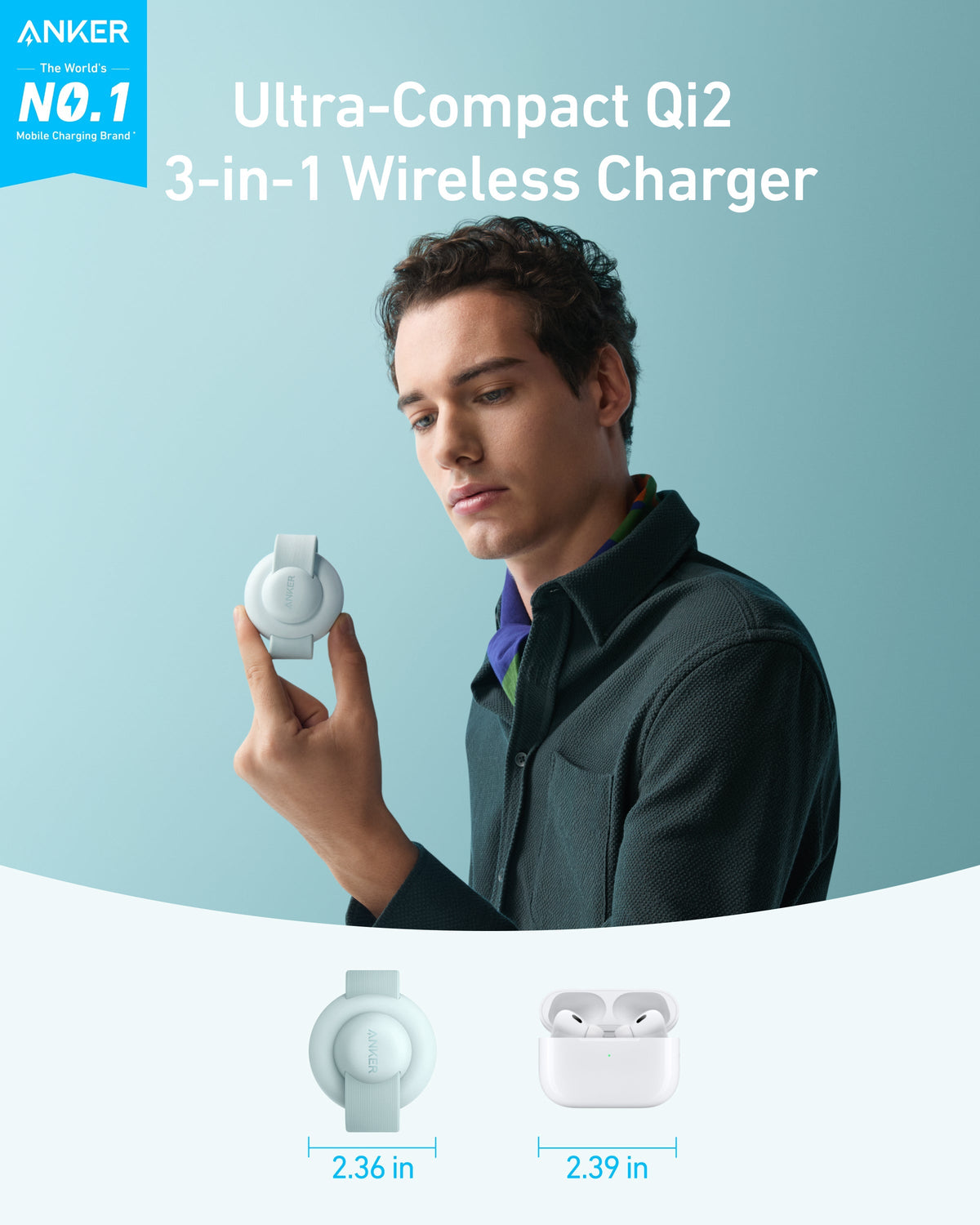 Anker | MagGo Wireless Charging Station | 3-in-1, Foldable Pad