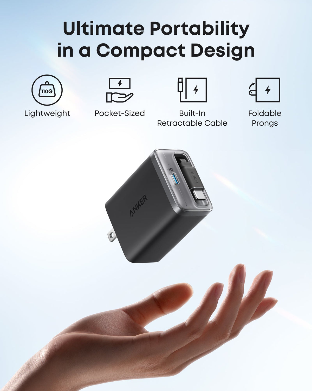 Anker | Nano Charger | 35W, Built-In Retractable USB-C Cable
