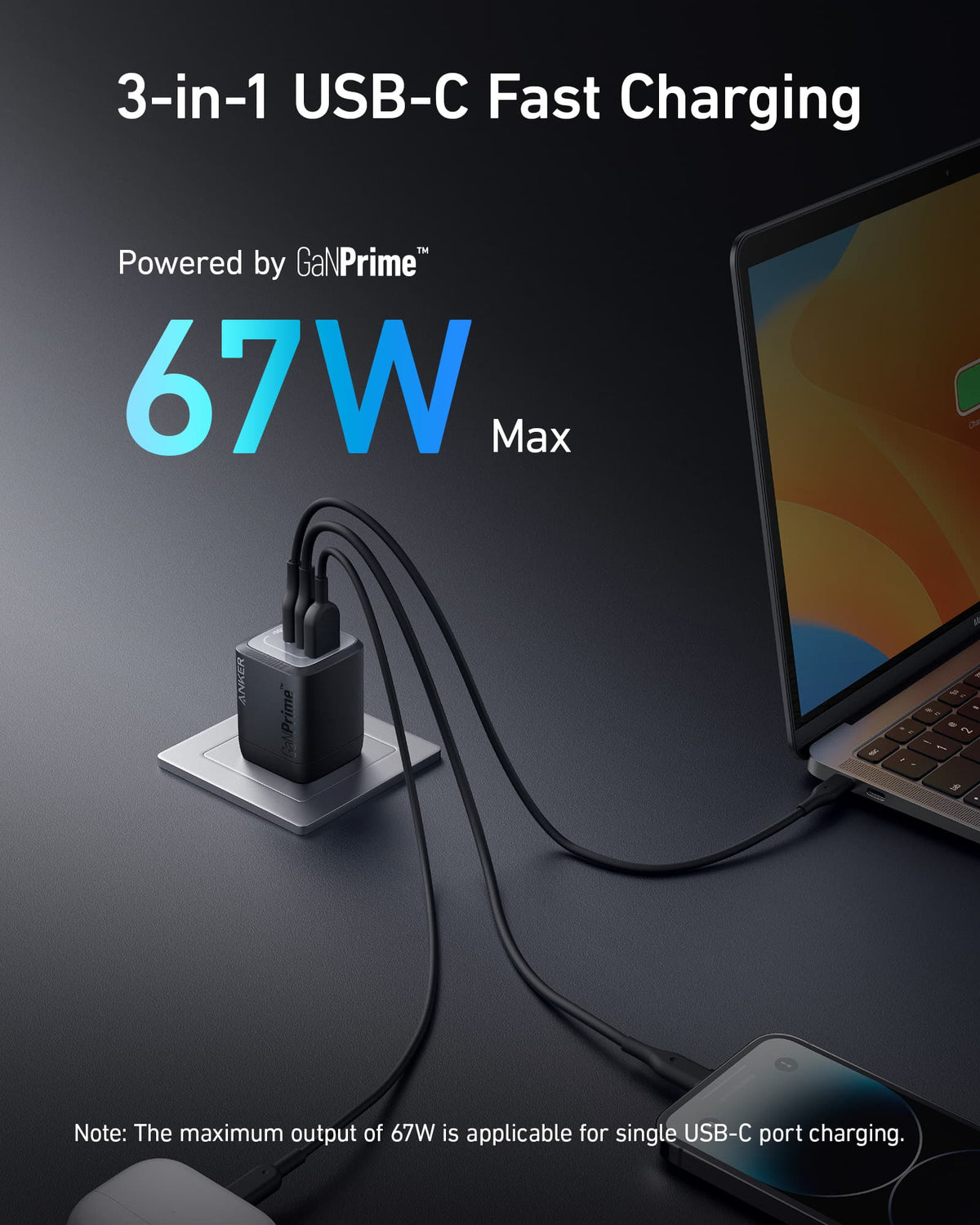 Anker | Prime GaN Wall Charger | 67W, 3 Ports