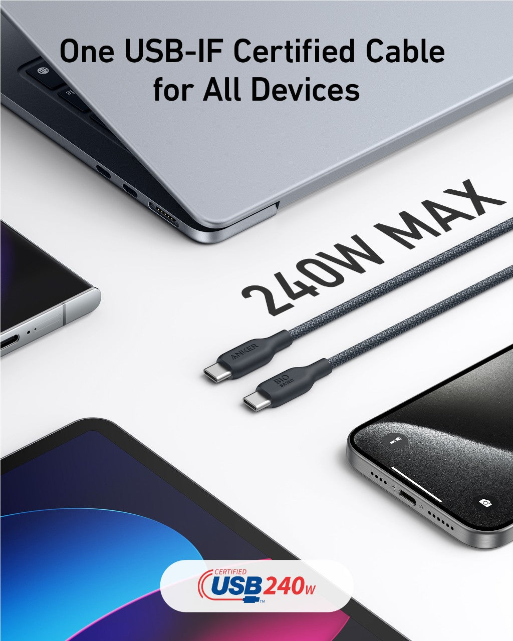 Anker | 543 USB-C to USB-C Cable | 240W, 10 ft