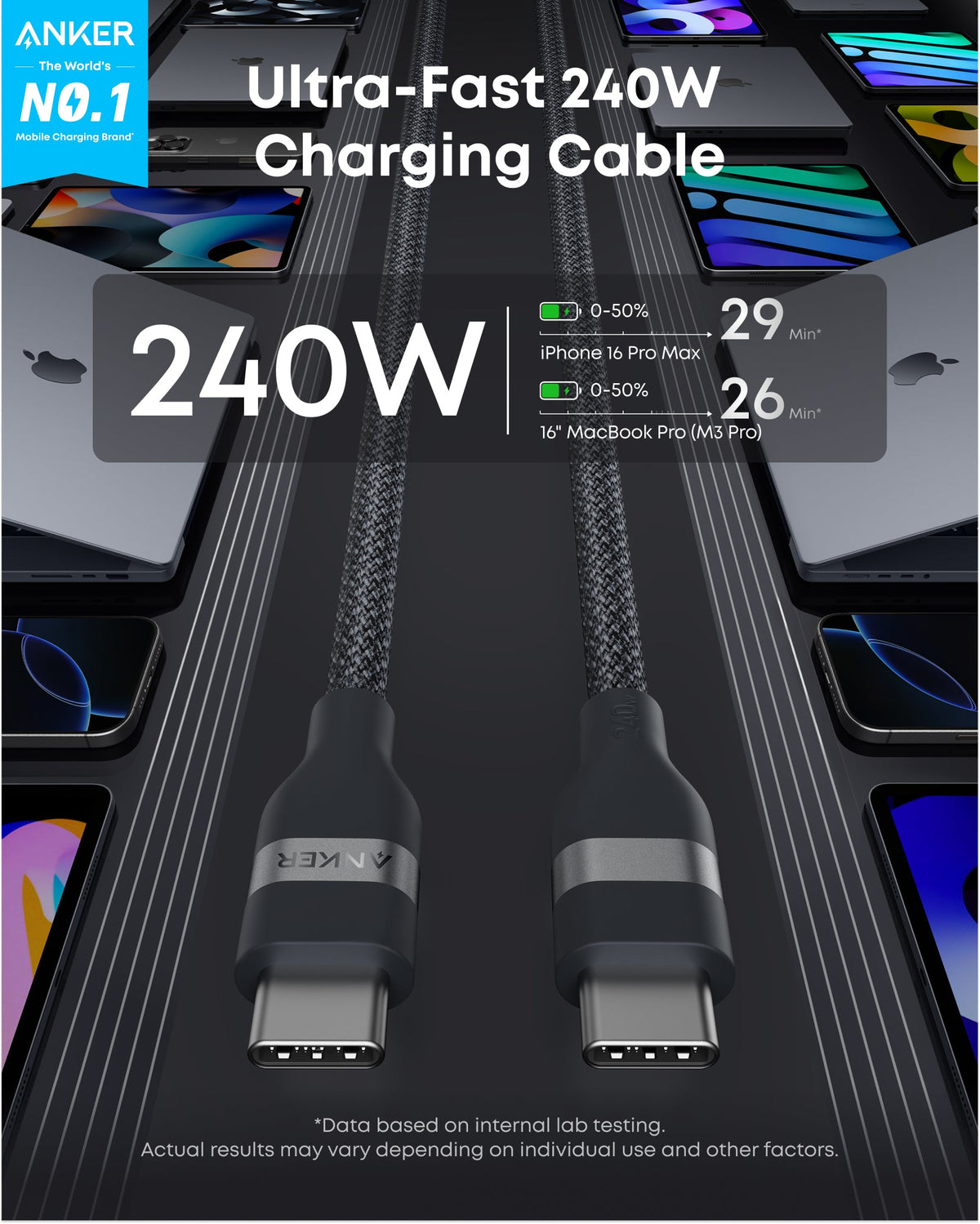 Anker | Laptop Power Bank | 25K, 165W, Built-In and Retractable Cables