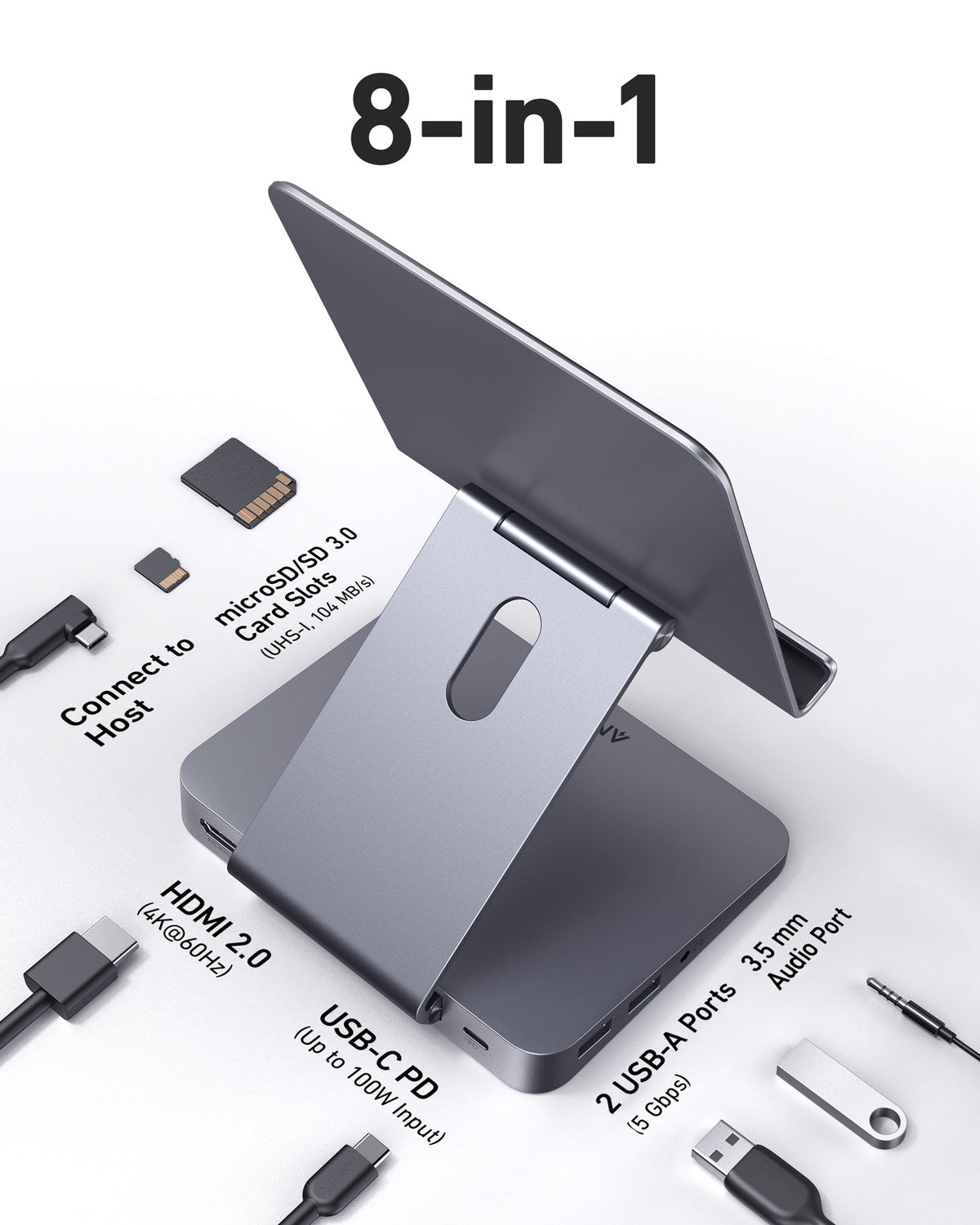 Anker | 551 USB-C Hub | 8-in-1, Tablet Stand