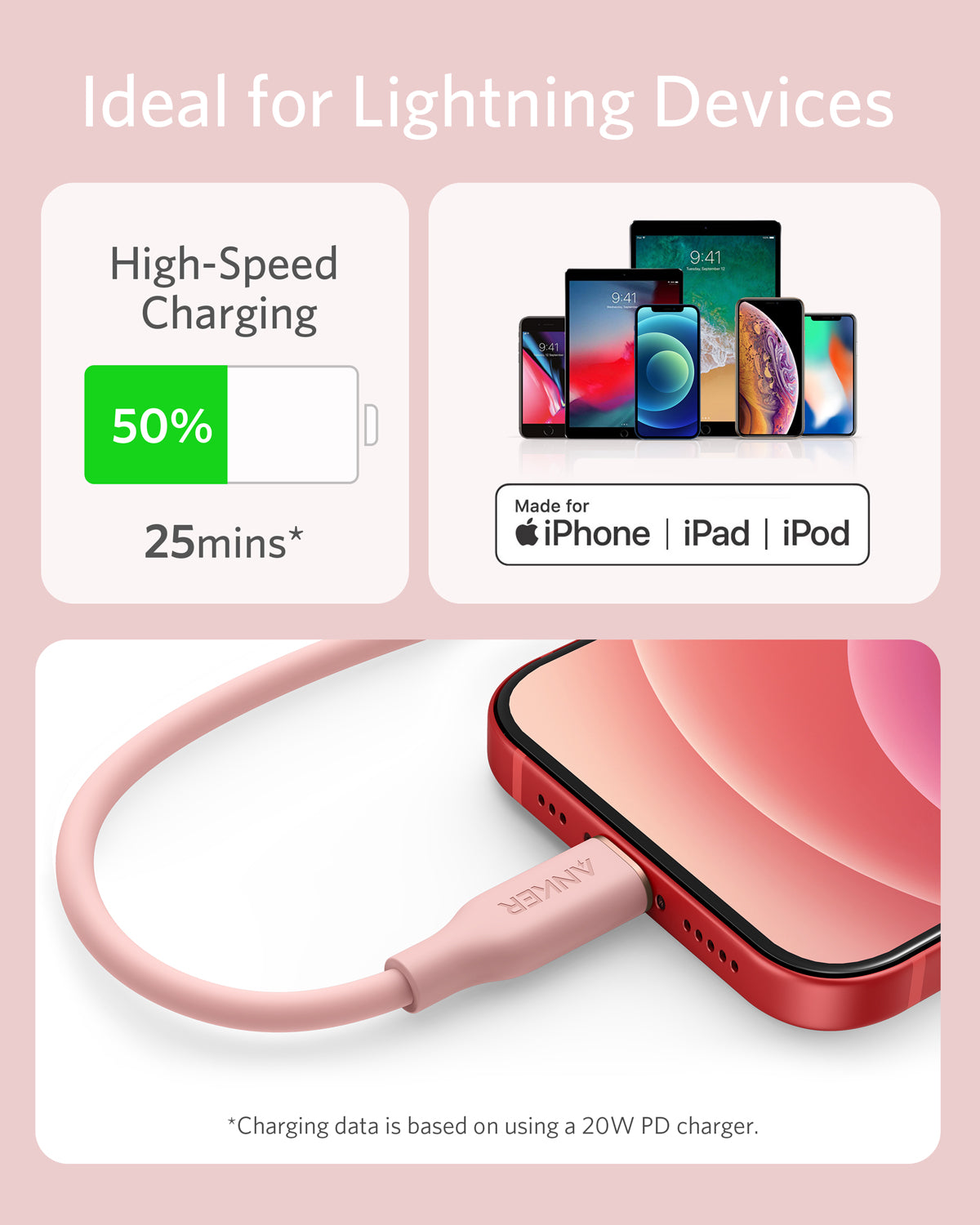 Anker | 641 USB-C to Lightning Cable | Flow, 3 ft Silicone