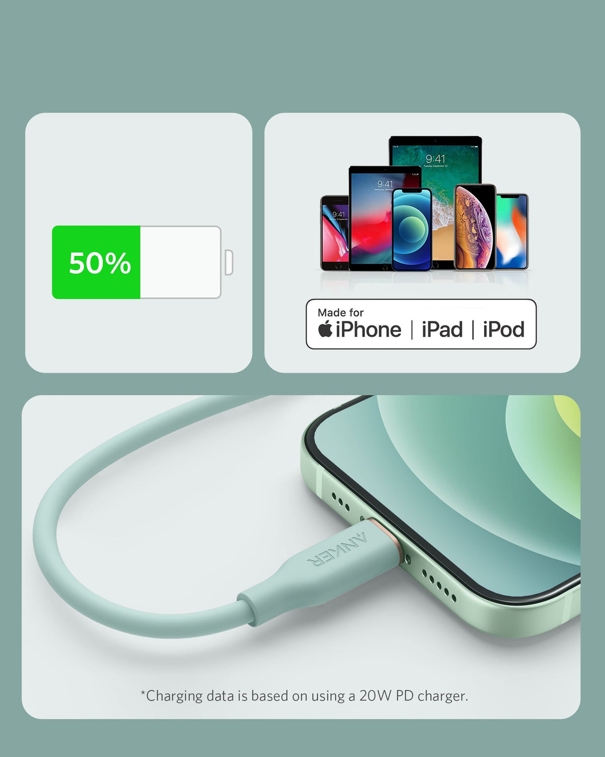 Anker | 641 USB-C to Lightning Cable | Flow, 3 ft Silicone