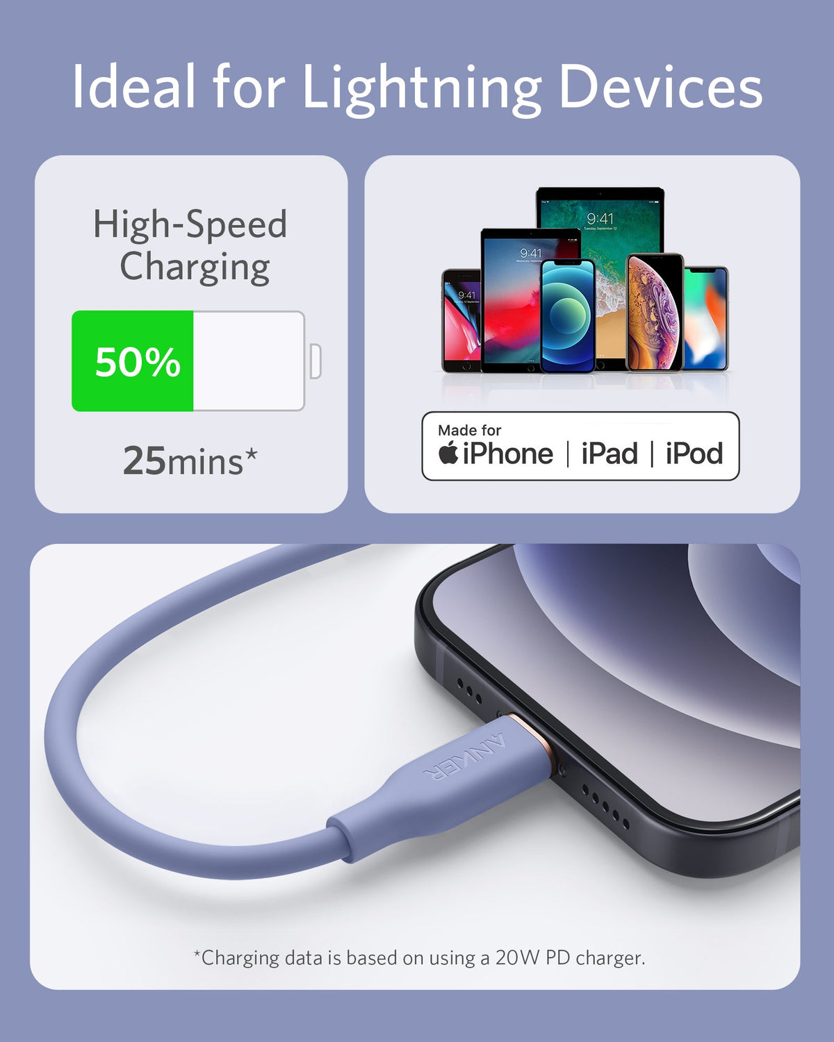 Anker | 641 USB-C to Lightning Cable | Flow, 3 ft Silicone
