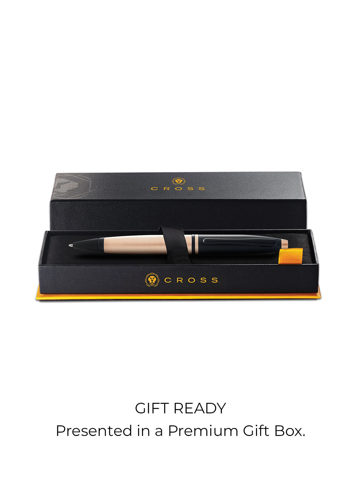 Cross | Calais Ballpoint Pen | Brushed Rose Gold Plate and Black Lacquer