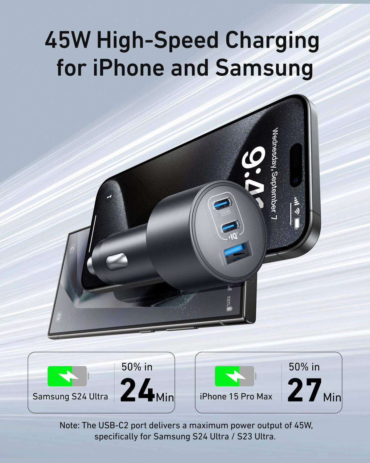 Anker | Nano Car Charger | 167.5W, 3 Ports