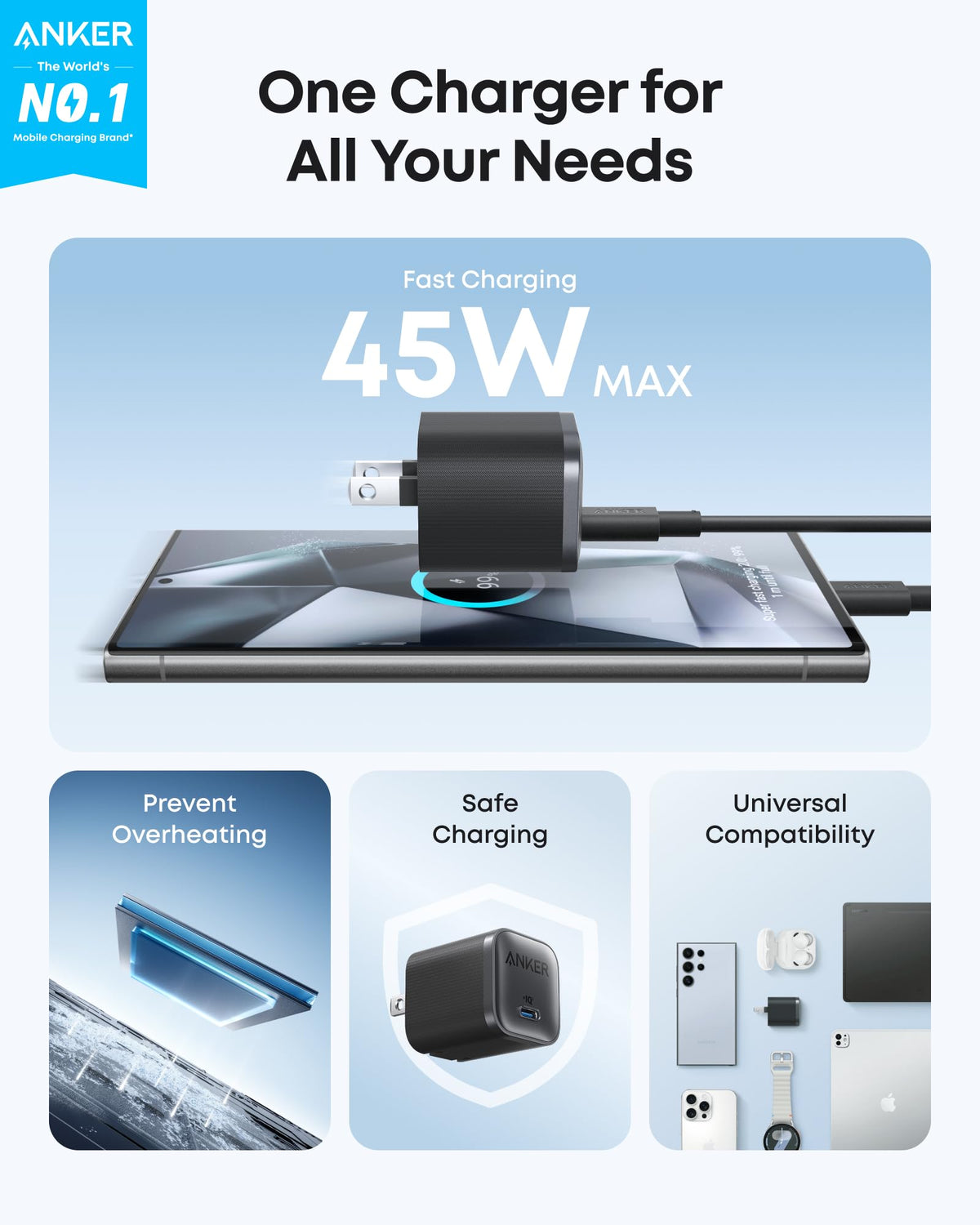 Anker | Nano Charger with USB-C Cable | 45W