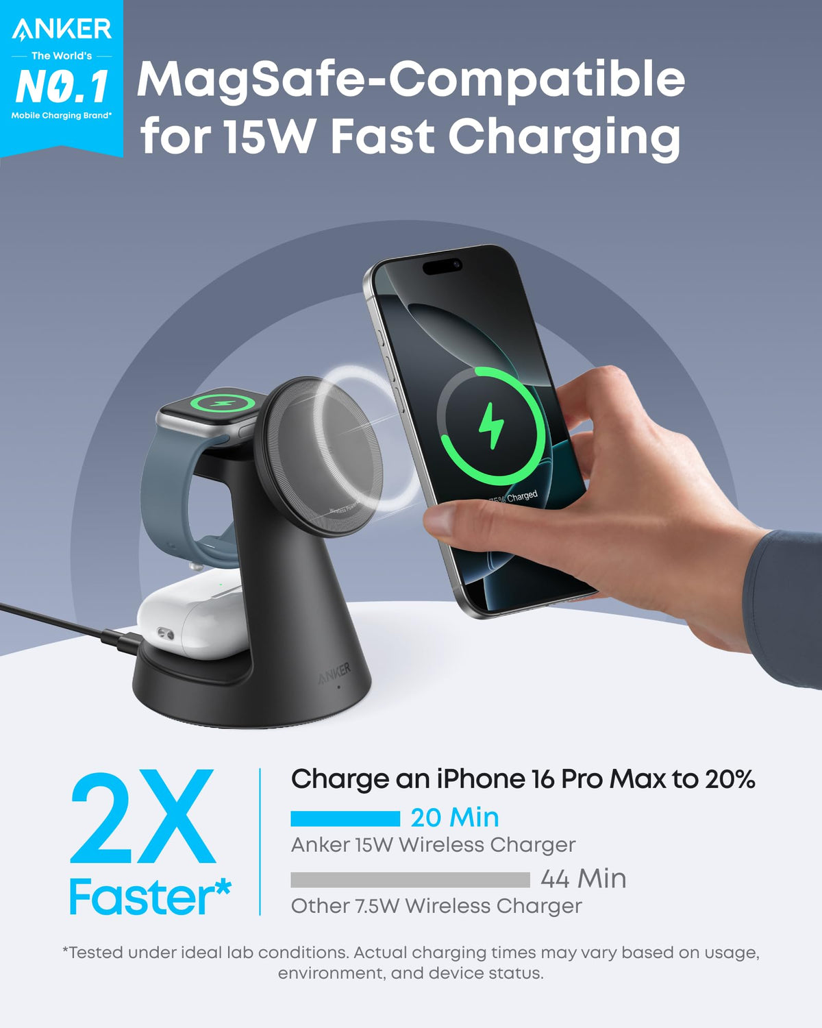 Anker | MagGo Wireless Charging Station | 3-in-1, Dock Stand