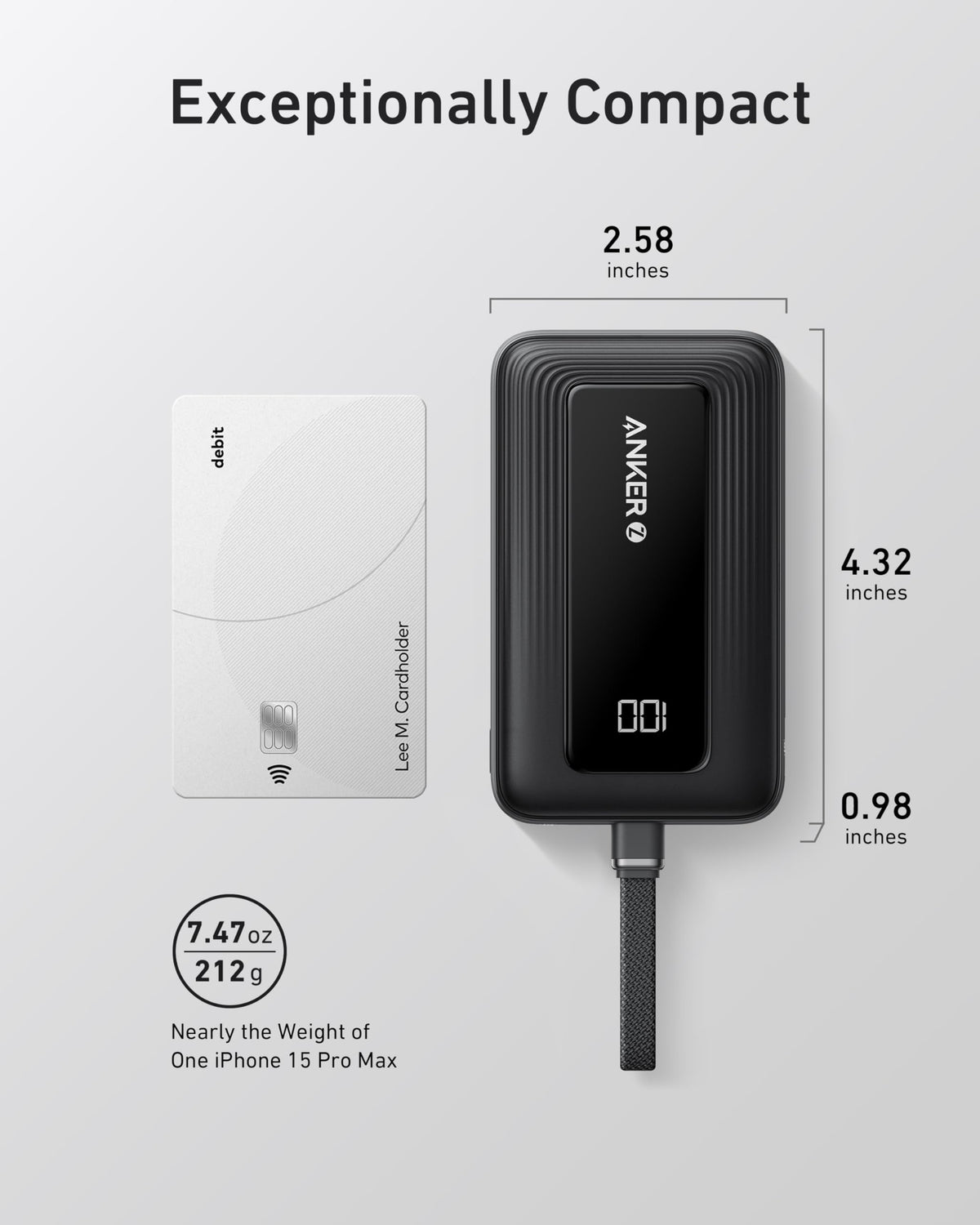 Anker | Zolo Power Bank | 10K, 30W, Built-In USB-C Cable