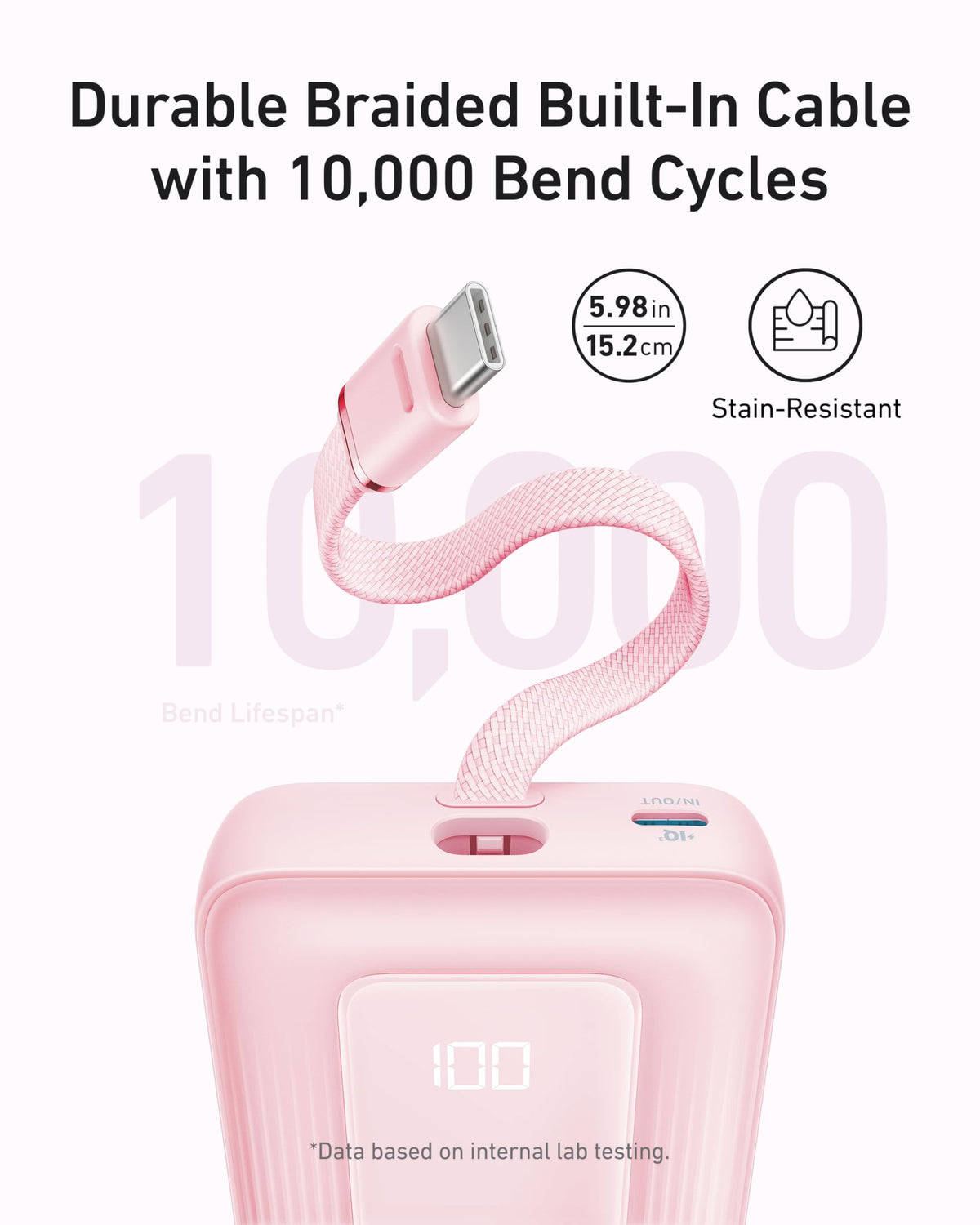 Anker | Zolo Power Bank | 10K, 30W, Built-In USB-C Cable