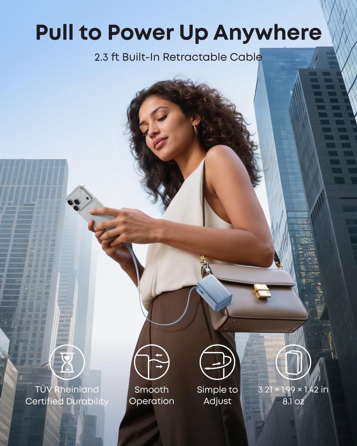 Anker | Nano Power Bank | 10K, 45W, Built-In Retractable USB-C Cable