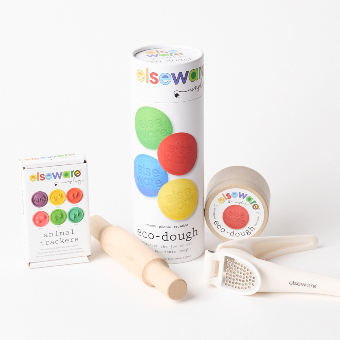 Elseware Unplug Sensory Play Bundle, Eco-Dough, Stamps & Tools