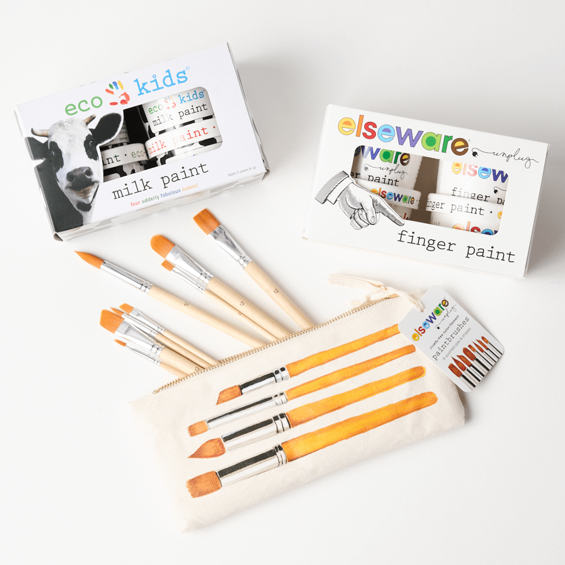 Elseware Unplug Creative Painting Bundle, Finger Paint, Milk Paint & Brushes