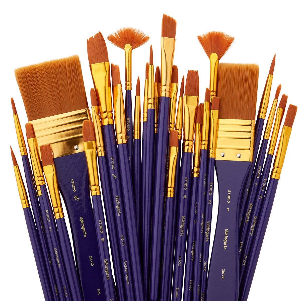 KINGART Studio Gold Nylon Brush Set, 30 Brushes, view 2 of 4