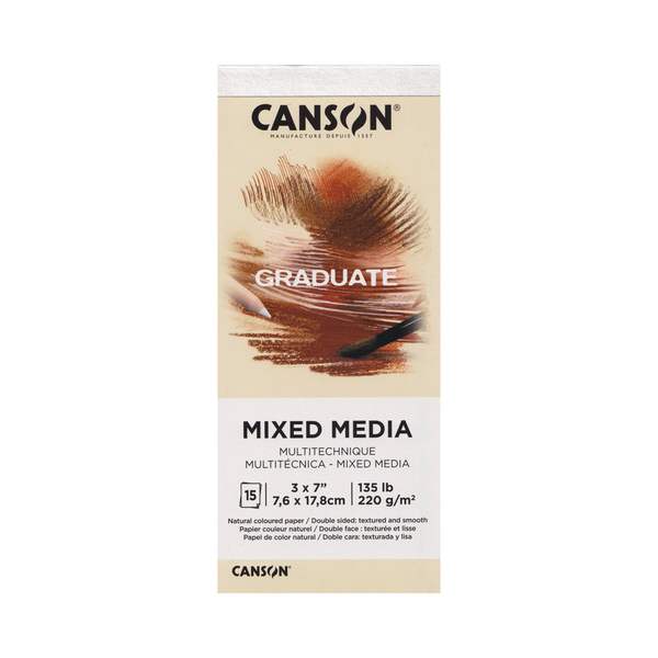Canson Graduate Mixed Media Pad, Natural, 3x7", 15 Sheets